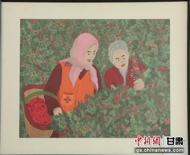 靖遠縣枸杞種植業(yè)帶動10多萬農(nóng)民脫貧致富。刺繡 王明風 繡稿 胡靜