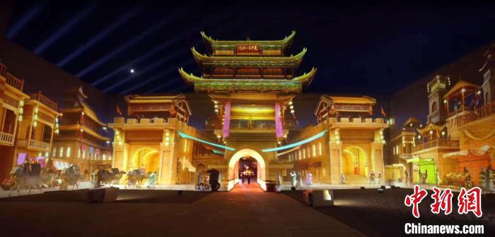 2024年7月15日，甘肅嘉峪關(guān)開(kāi)啟“夜游”模式。圖為夜游燈光劇《天下嘉峪關(guān)》光影效果。(甘肅嘉峪關(guān)關(guān)城景區(qū)供圖)