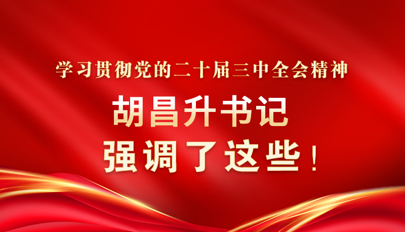 圖解|學習貫徹黨的二十屆三中全會精神 胡昌升書記強調(diào)了這些！