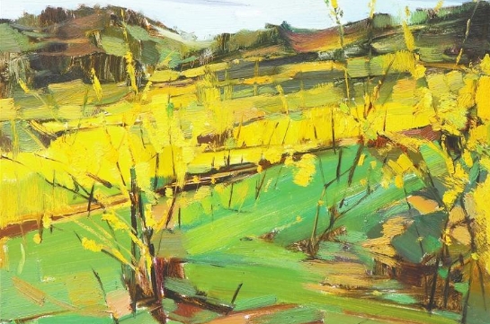 秦嶺連翹花海〔油 畫(huà)〕